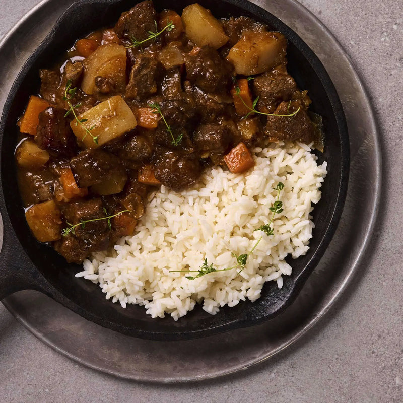 Slow-Cooked Beef Stew with Rice - Proactive Foods 