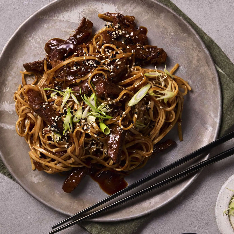 Sticky Ginger Beef with Rice Noodles - Proactive Foods 