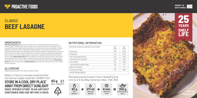 Classic Beef Lasagne - Proactive Foods 