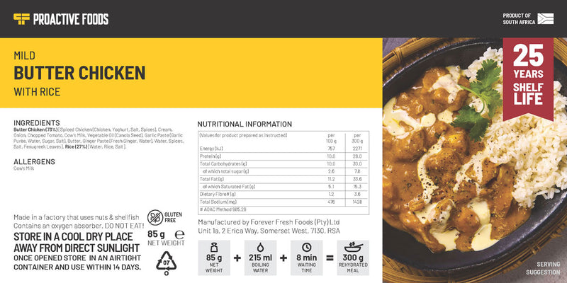 Mild Butter Chicken with Rice - Proactive Foods 