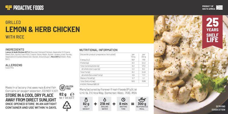 Grilled Lemon and Herb Chicken with Rice - Proactive Foods 