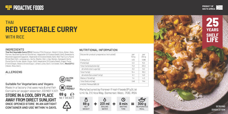 Thai Red Vegetable Curry with Rice - Proactive Foods 