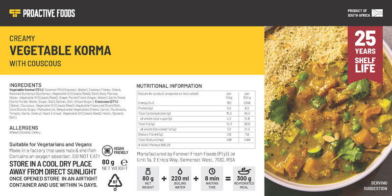 Creamy Vegetable Korma with Couscous - Proactive Foods 