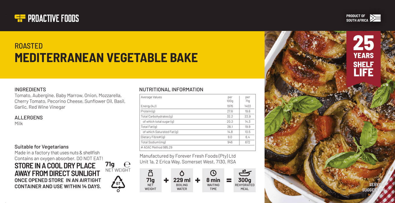 Roasted Mediterranean Vegetable Bake (300g) - Proactive Foods #