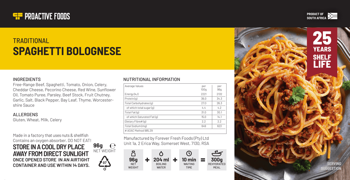 Traditional Spaghetti Bolognese (300g) - Proactive Foods #