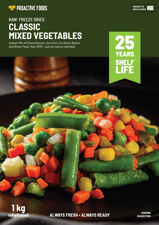 Classic Mixed Vegetables (Freeze-dried) - 1kg Bulk Pack - Label Front