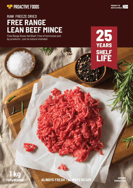 Free Range Lean Beef Mince (Freeze-dried) - 1kg Bulk Pack | Front Label